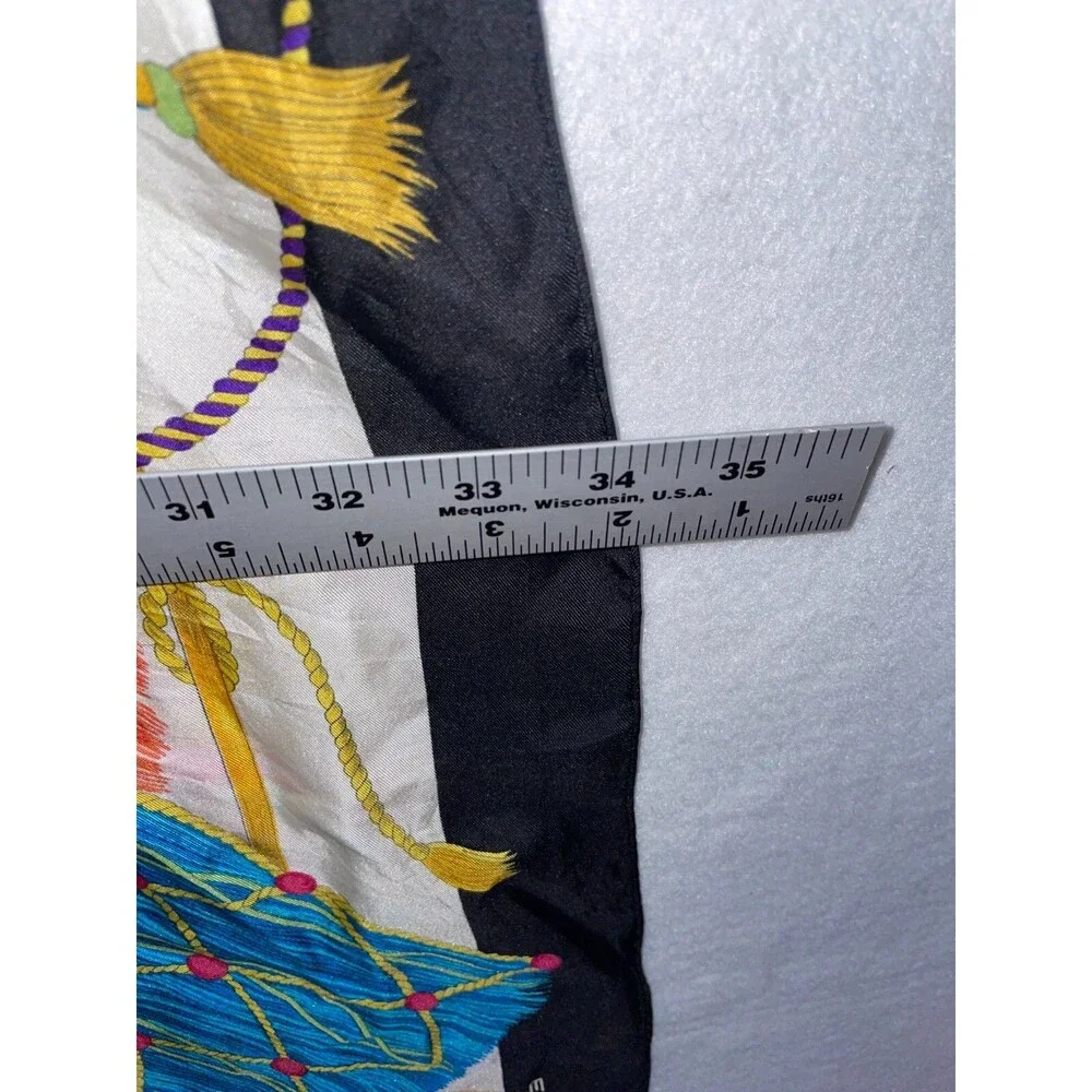 Stunning vintage echo silk scarf Colorful Exotic Tassel pattern 34x34